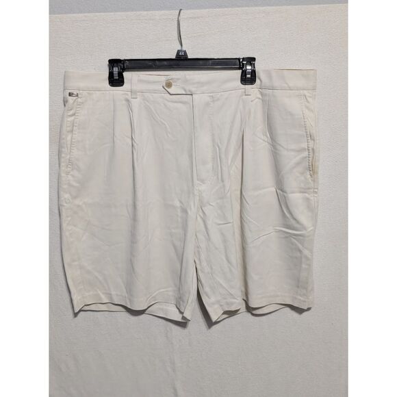 Tommy Bahama Pleated Casual Chino Silk Shorts Cream/Tan Men's Size 40 - Picture 1 of 7